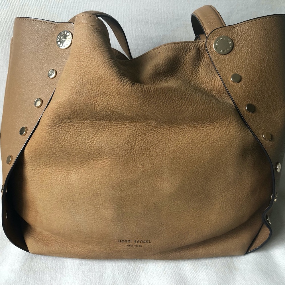 Henri Bendel Camel Nubuck and Suede Tote